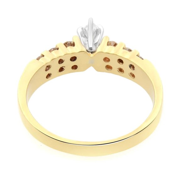 Rachel Koen 0.50Cttw Marquise and Round Diamond Engagement Ring 14K Yellow Gold - Picture 4 of 6